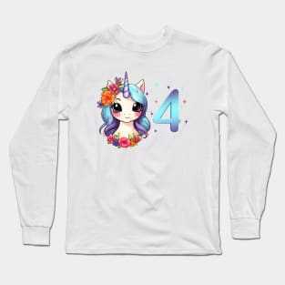 I am 4 with unicorn - girl birthday 4 years old Long Sleeve T-Shirt